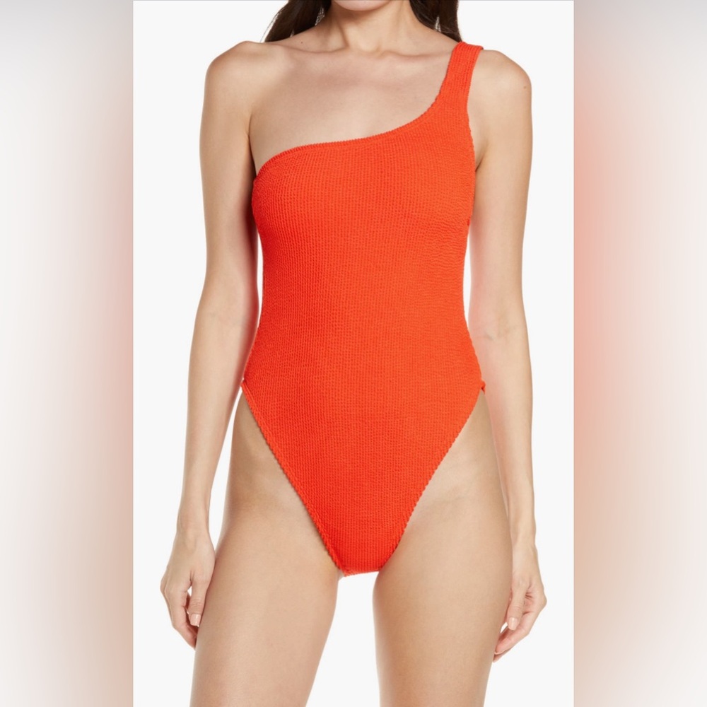 Good American Always Fits Bright Poppy Crinkle Swimsuit L/XL